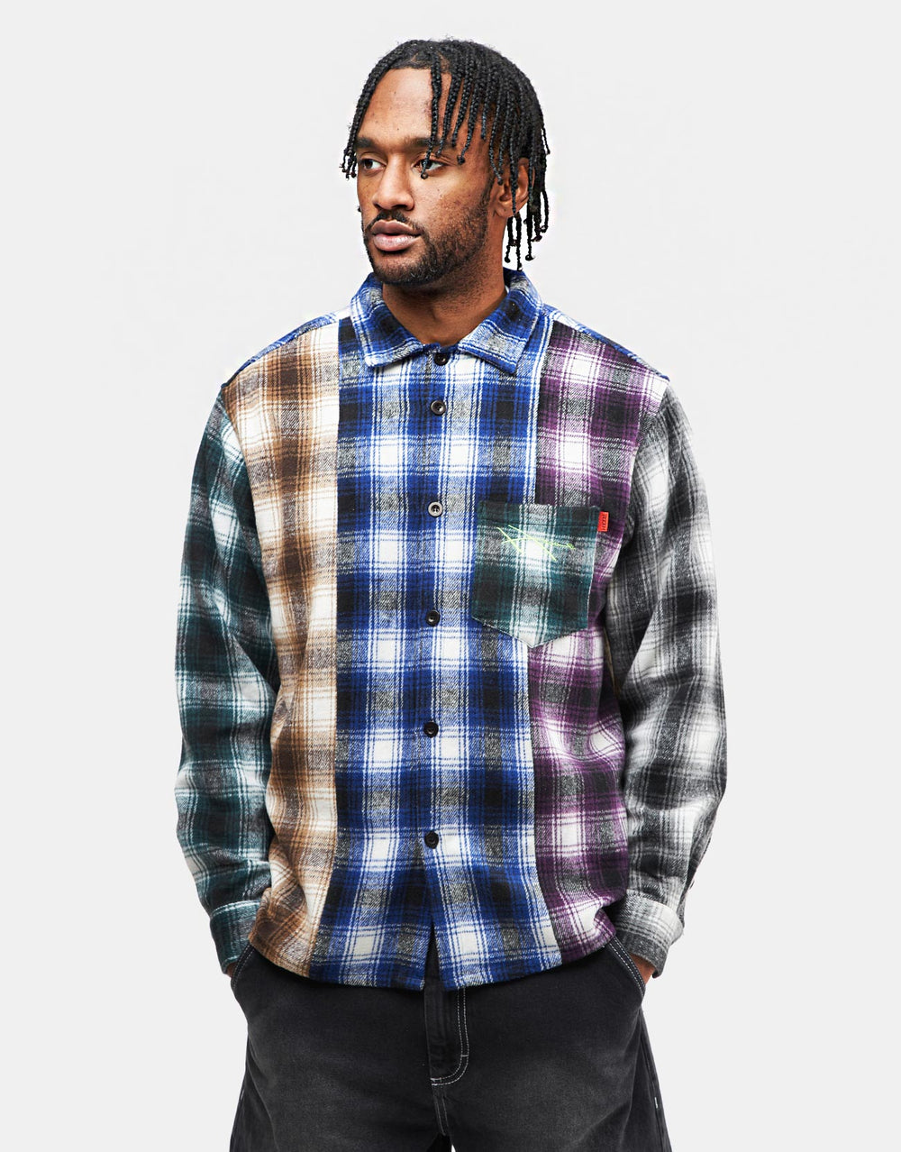 Hoddle Spectrum Flannel L/S Shirt - Orange/Blue/Purple