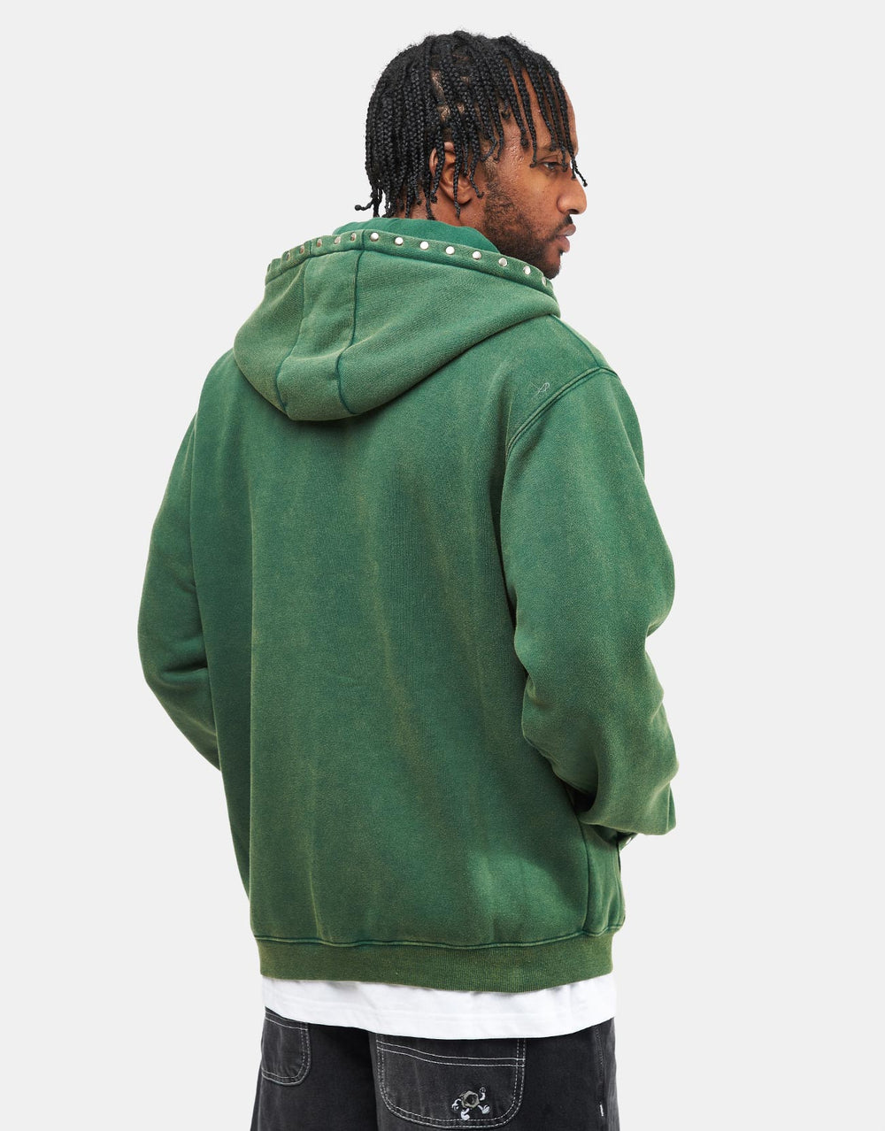 Hoddle Intarsia Script Zip Hoodie - Washed Green