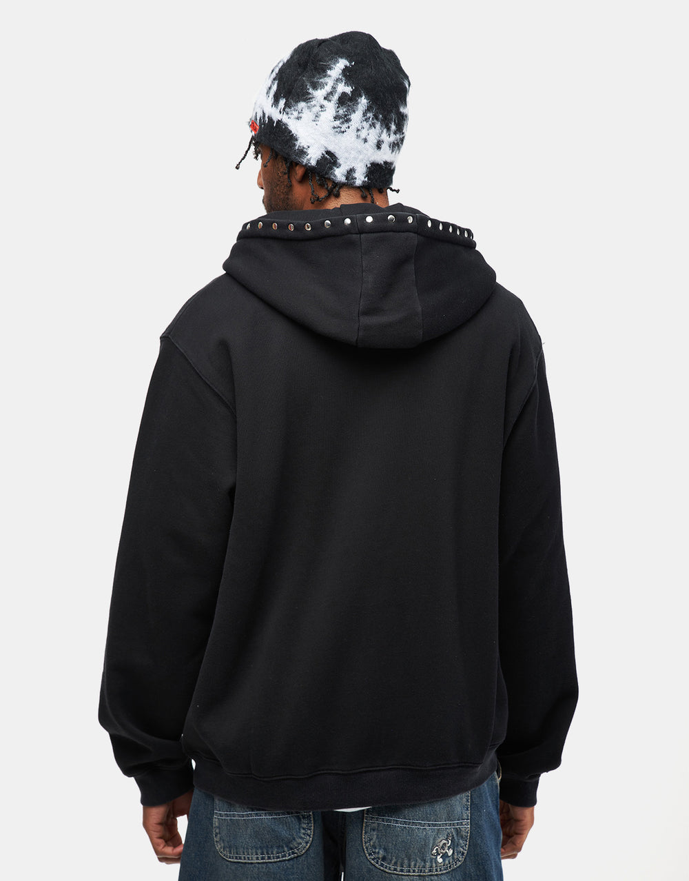 Hoddle Intarsia Script Zip Hoodie - Black