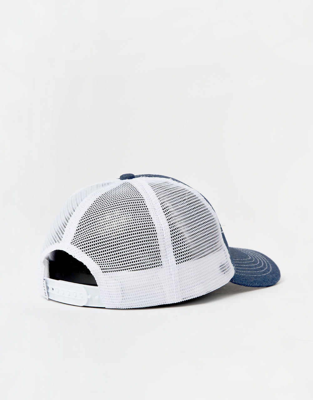 Hoddle Intarsia Script Trucker Cap - Denim/White