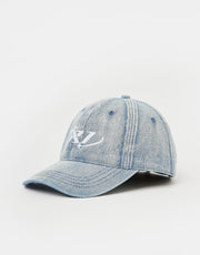 Route One Superstar Bleached Denim Dad Cap - Light Blue Denim