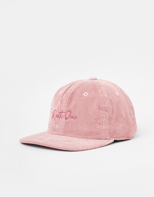 Route One Tonal Script Unstructured Cord 6 Panel Cap - Dusty Pink