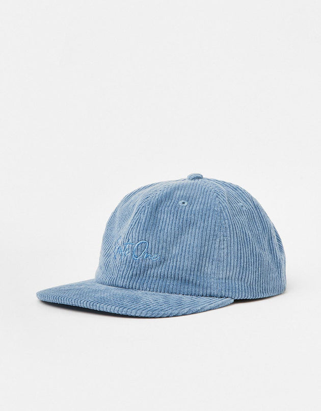 Route One Tonal Script Unstructured Cord 6 Panel Cap - Stone Blue