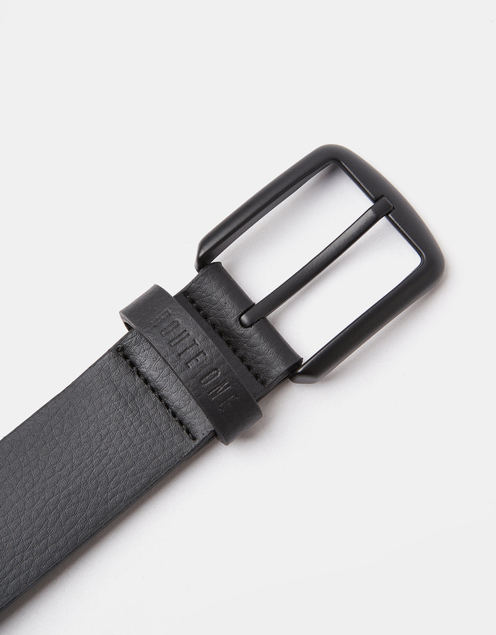 Route One Vegan Leather Belt - Black/Black