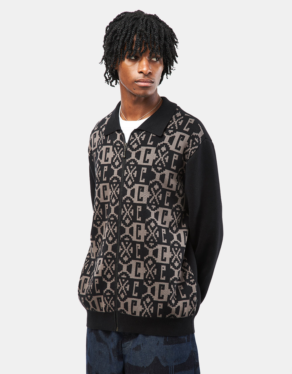 GX1000 Jacquard Knit Zip Up - Black