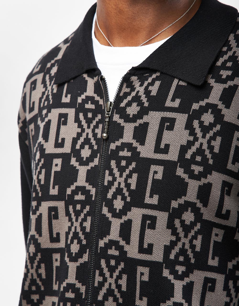 GX1000 Jacquard Knit Zip Up - Black