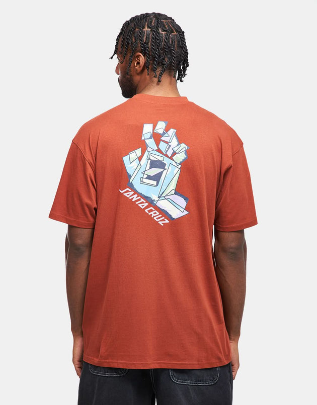 Santa Cruz Screaming Scratched Hand Strip T-Shirt - Burnt Sienna