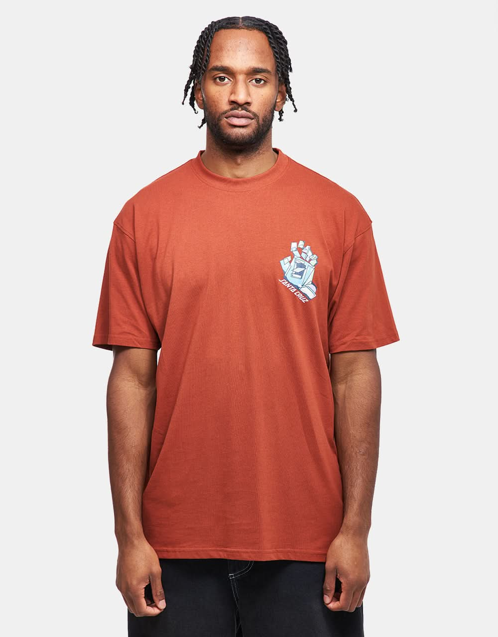 Santa Cruz Screaming Scratched Hand Strip T-Shirt - Burnt Sienna