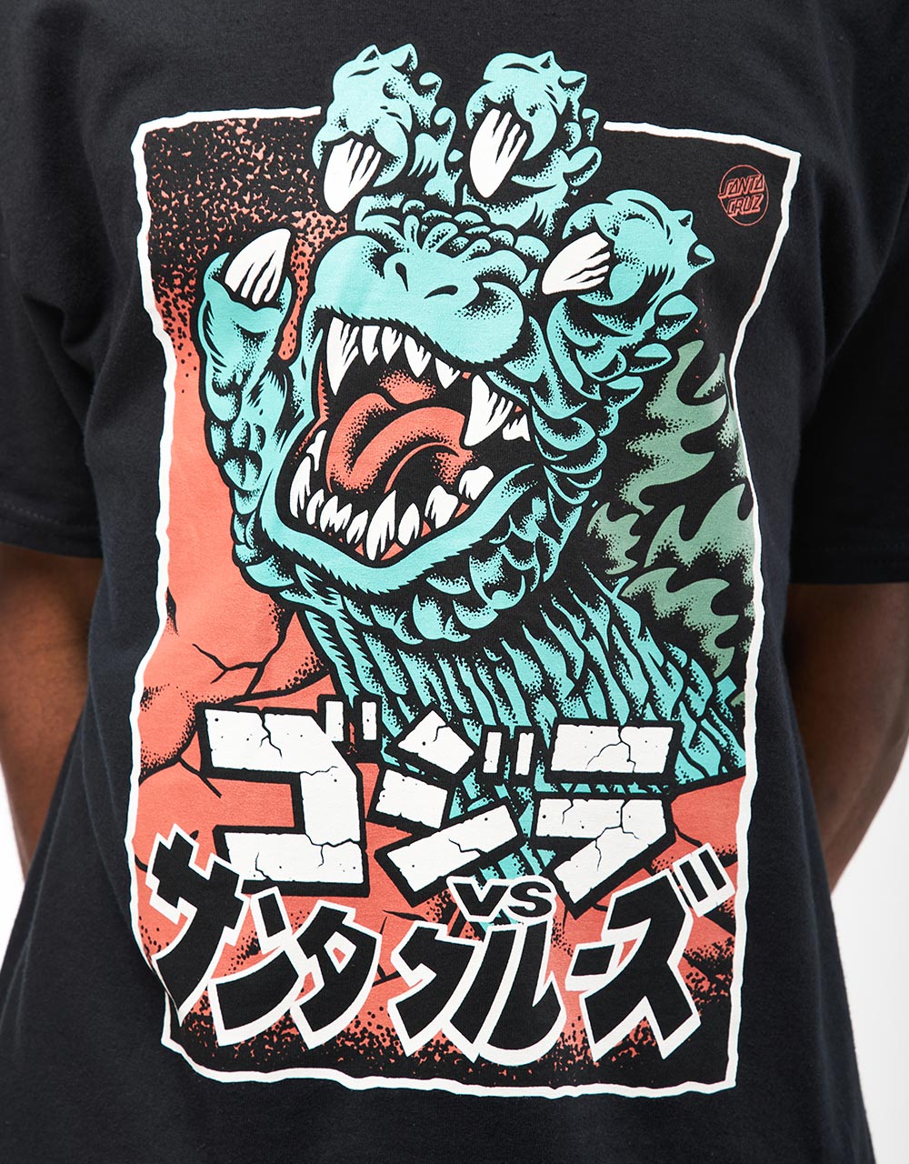 Santa Cruz x Godzilla Hand Front Heavyweight T-Shirt - Black