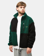 Skateboard Cafe Check Full Zip Fleece - Forest Green/Black/Gold