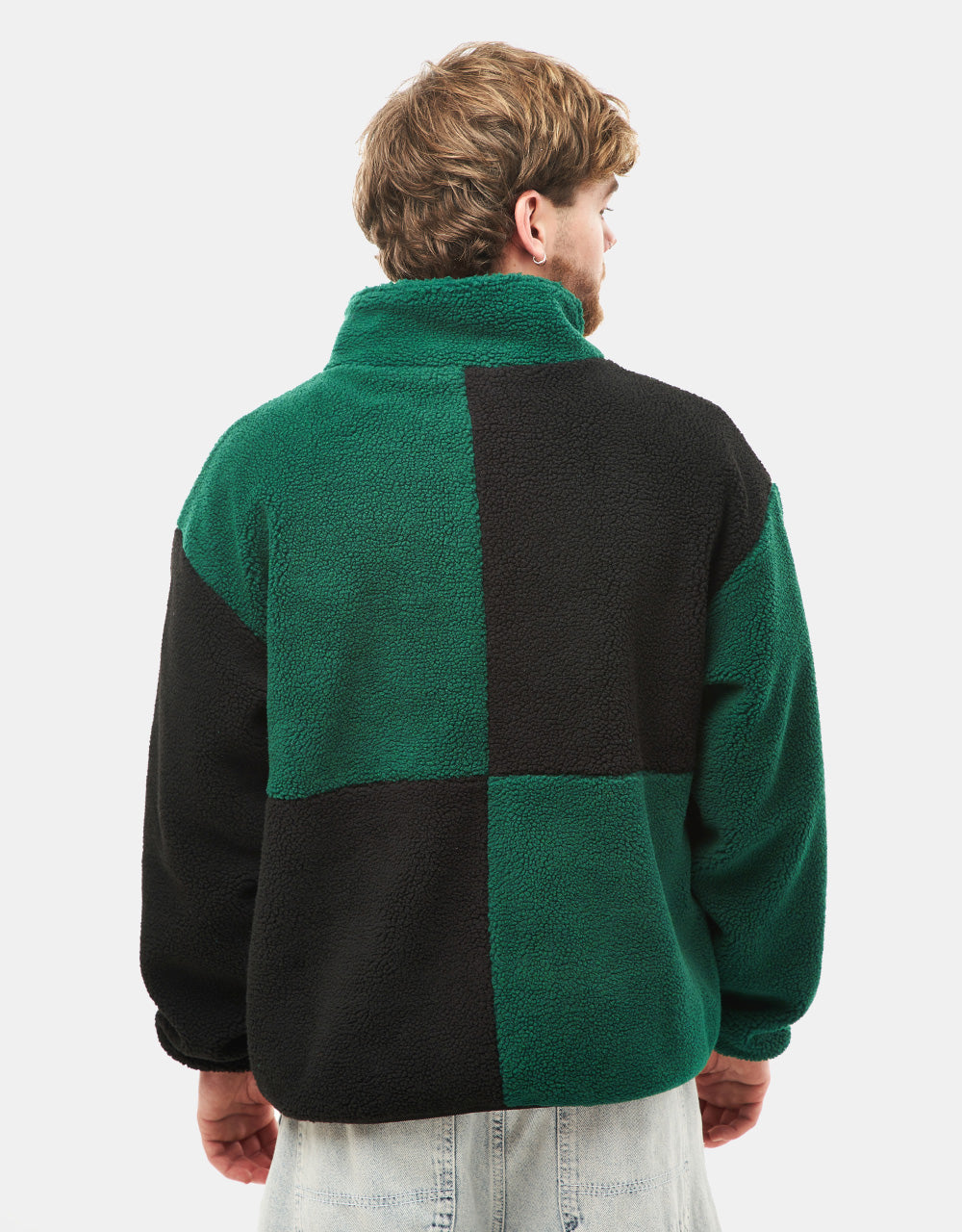 Skateboard Cafe Check Full Zip Fleece - Forest Green/Black/Gold