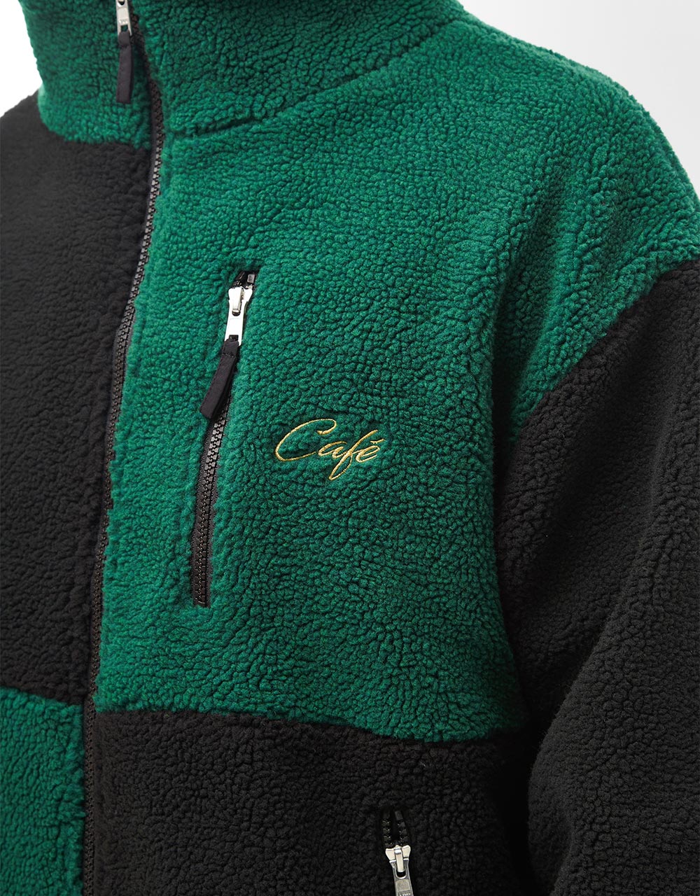 Skateboard Cafe Check Full Zip Fleece - Forest Green/Black/Gold