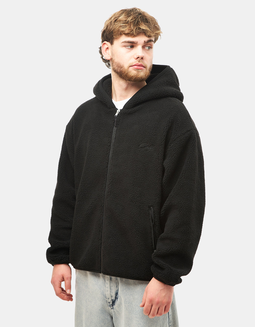 Skateboard Cafe Sherpa Fleece Zip Pullover Hoodie - Black