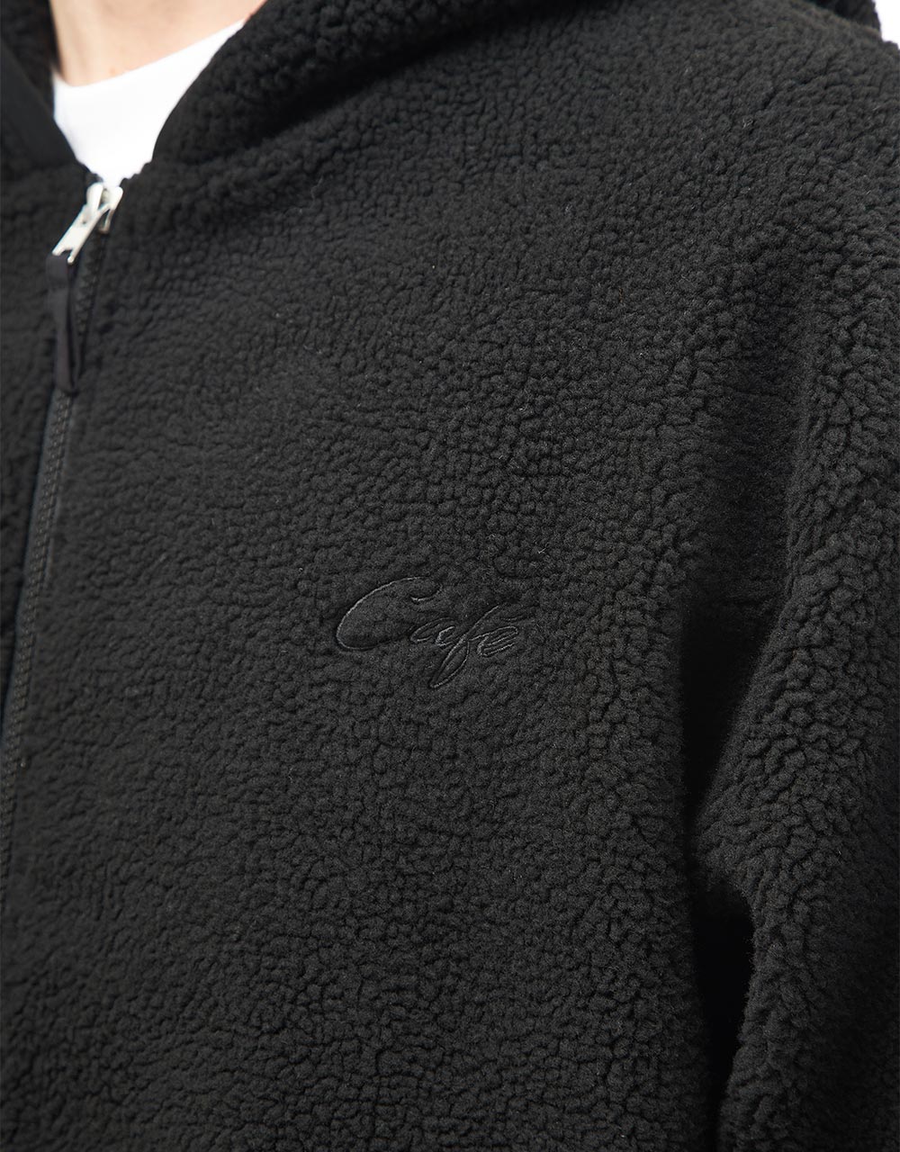 Skateboard Cafe Sherpa Fleece Zip Pullover Hoodie - Black