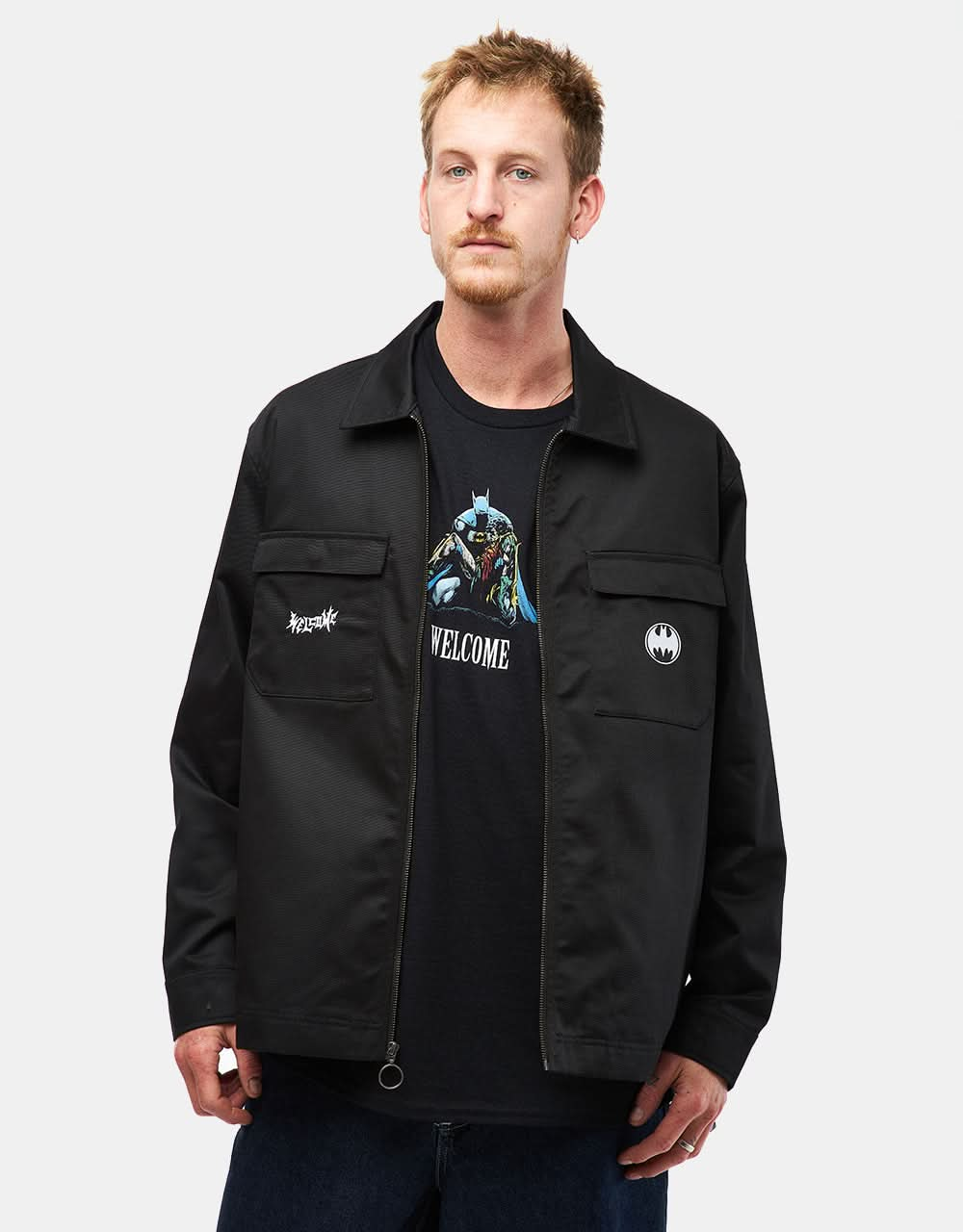 Welcome x Batman Gotham Twill L/S Work Shirt - Black