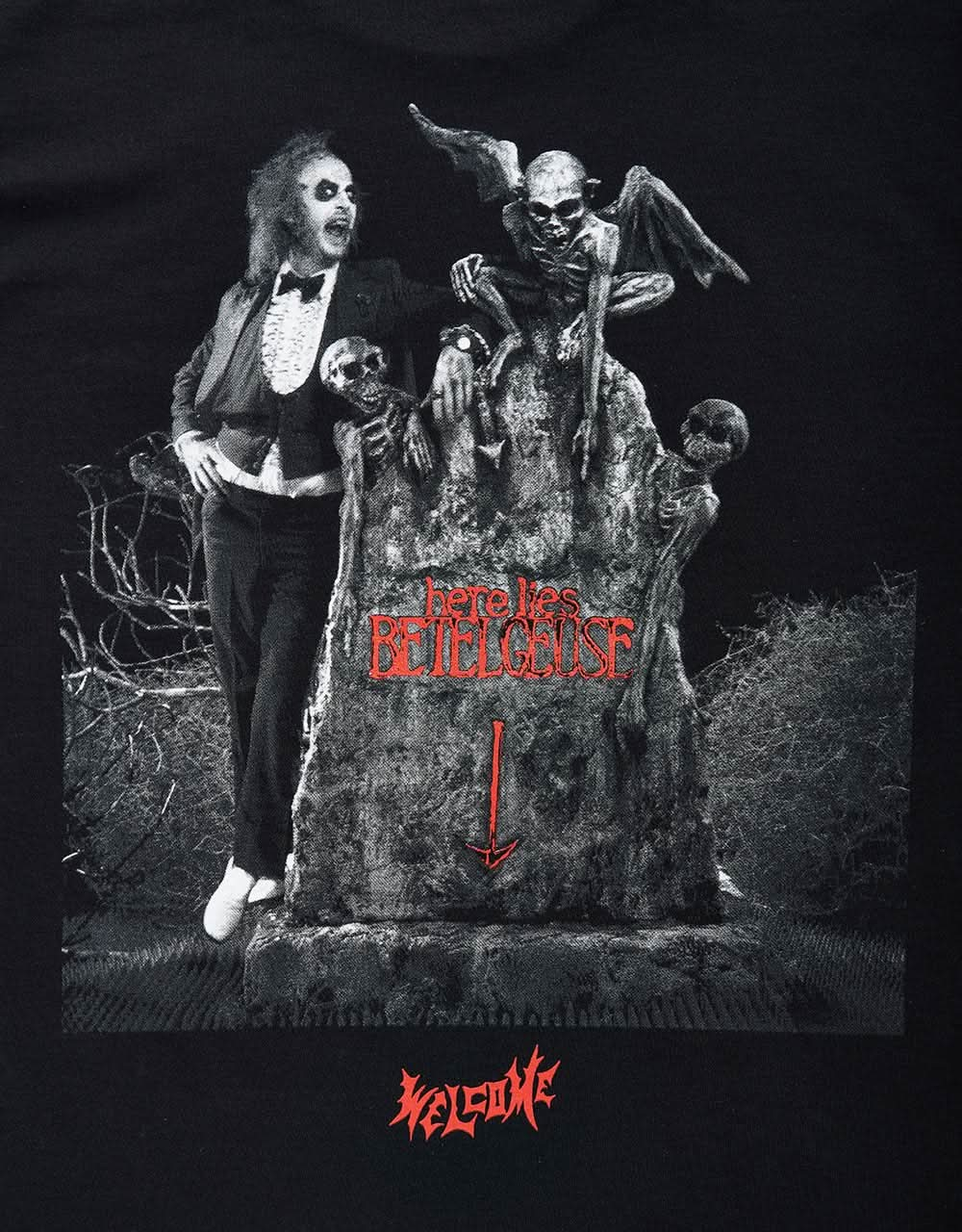 Welcome x Beetlejuice Tombstone T-Shirt - Black