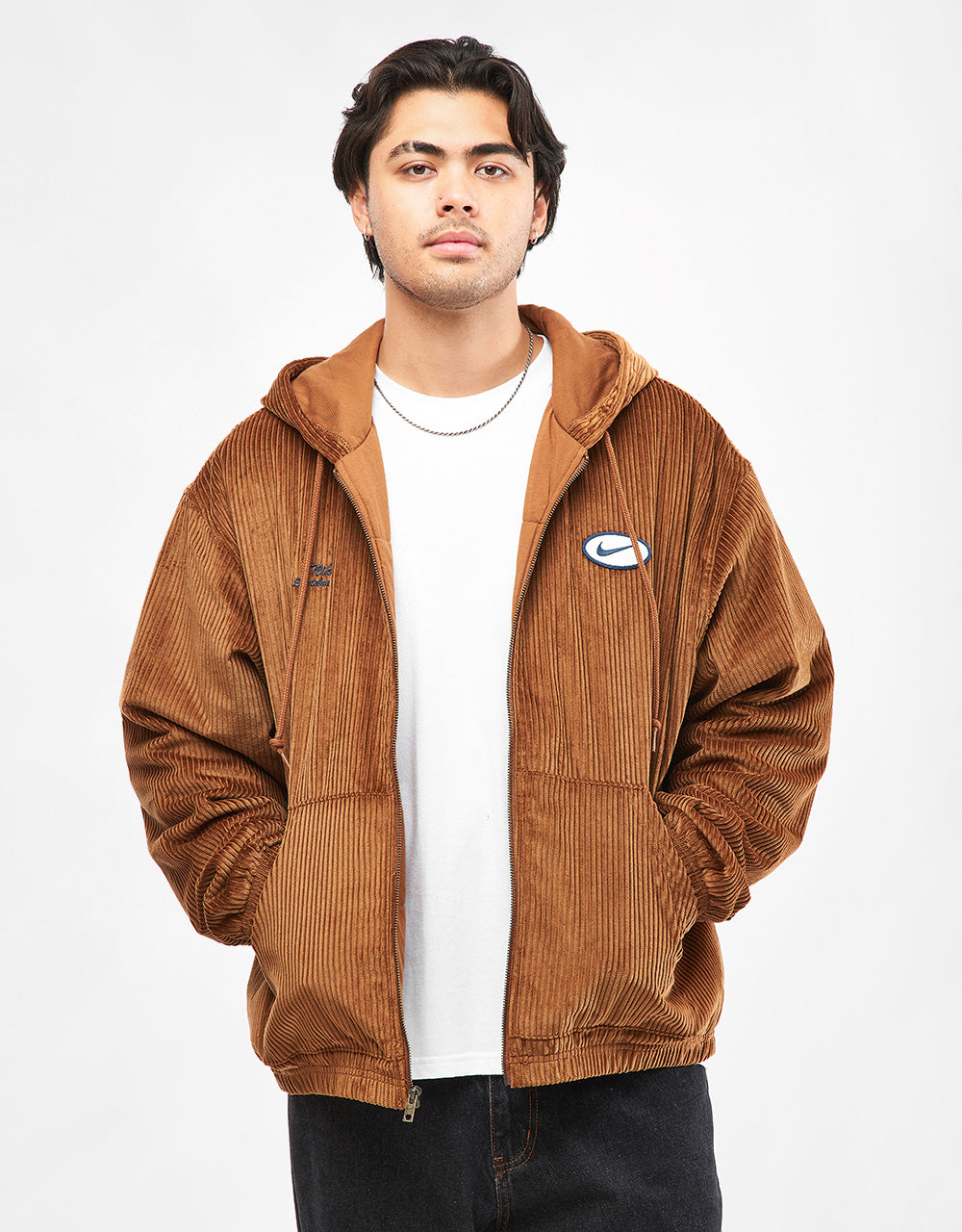 Nike SB Full Zip Hooded Cord Jacket - Light British Tan/Armory Navy