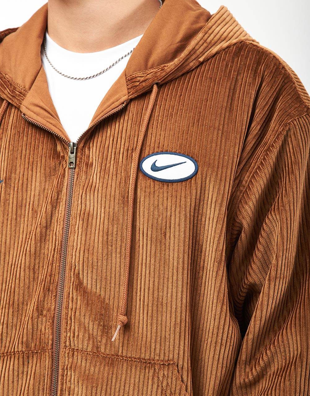 Nike SB Full Zip Hooded Cord Jacket - Light British Tan/Armory Navy