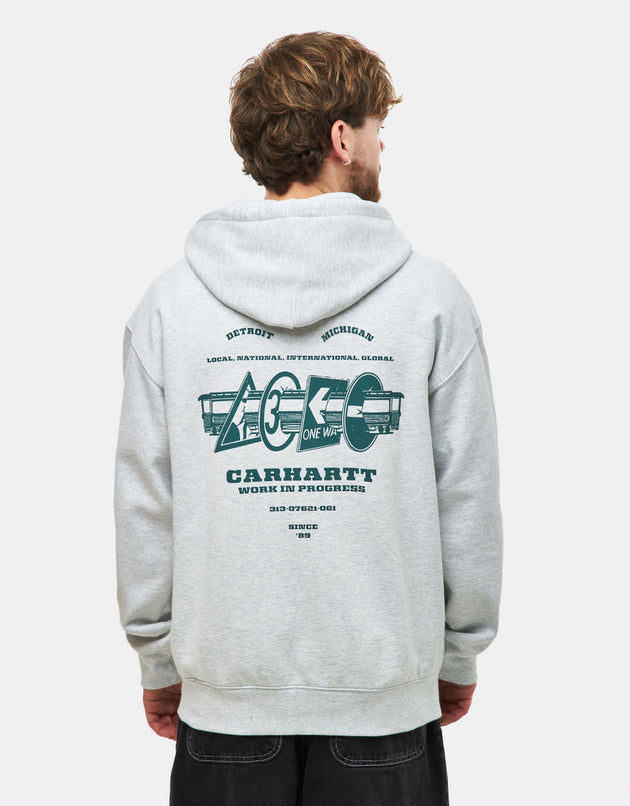 Carhartt WIP Runaway Zip Hoodie - Ash Heather/Malacite Stone Washed