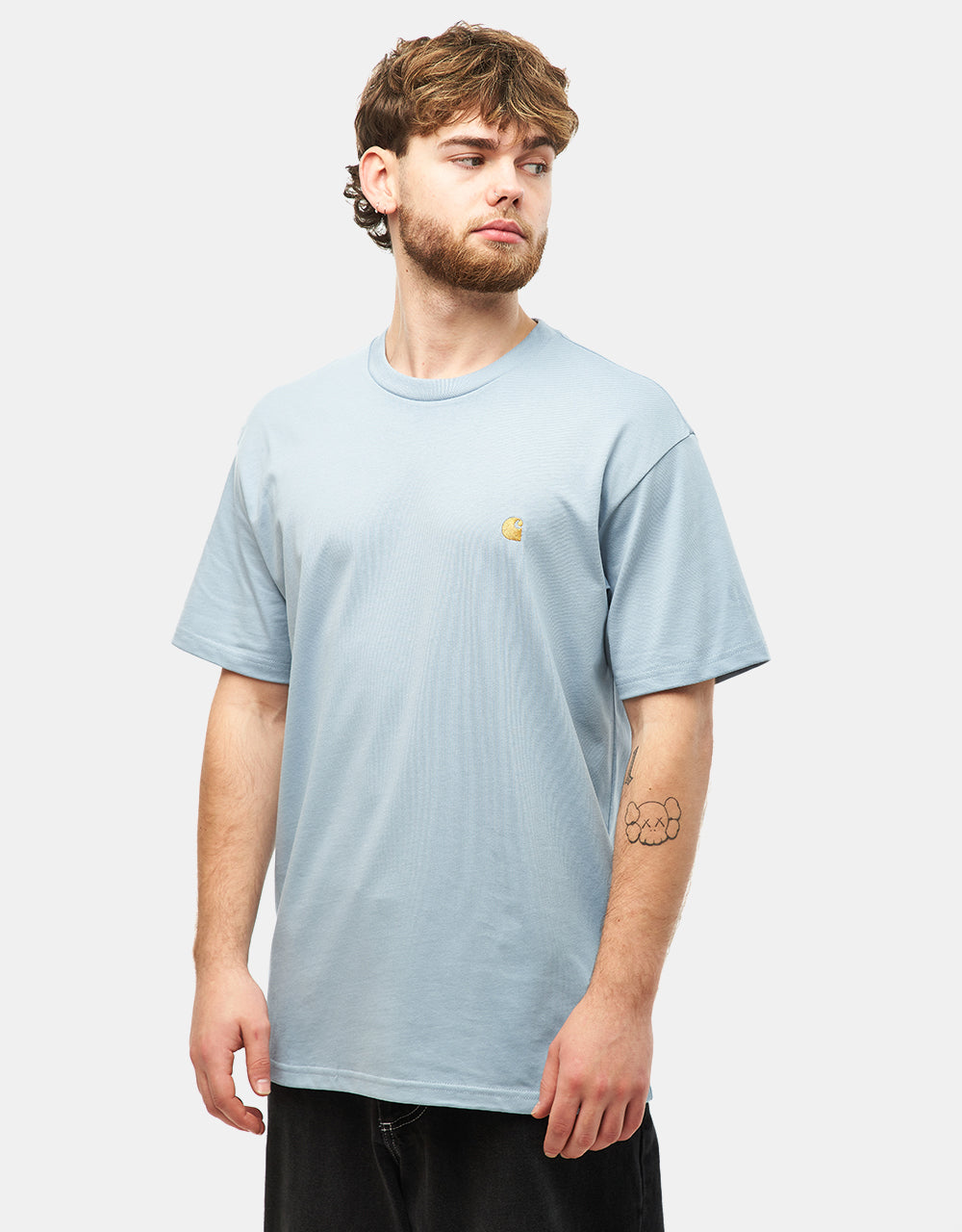 Carhartt WIP Chase T-Shirt - Frosted Blue/Gold