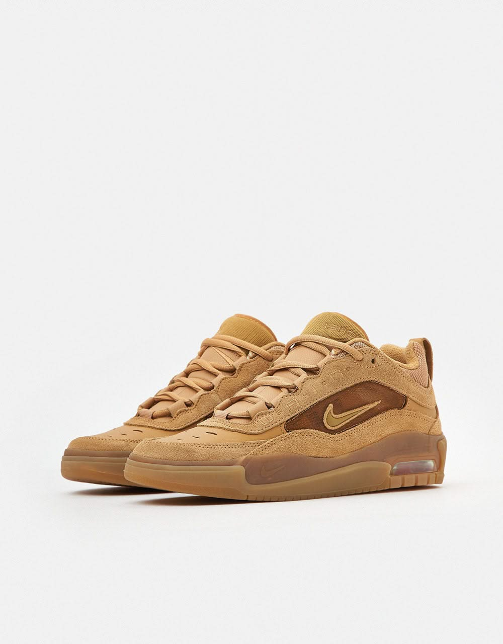 Nike SB Air Max Ishod Skate Shoes - Flax/Wheat-Flax-Safety Orange-Black-Gum Lt Brown