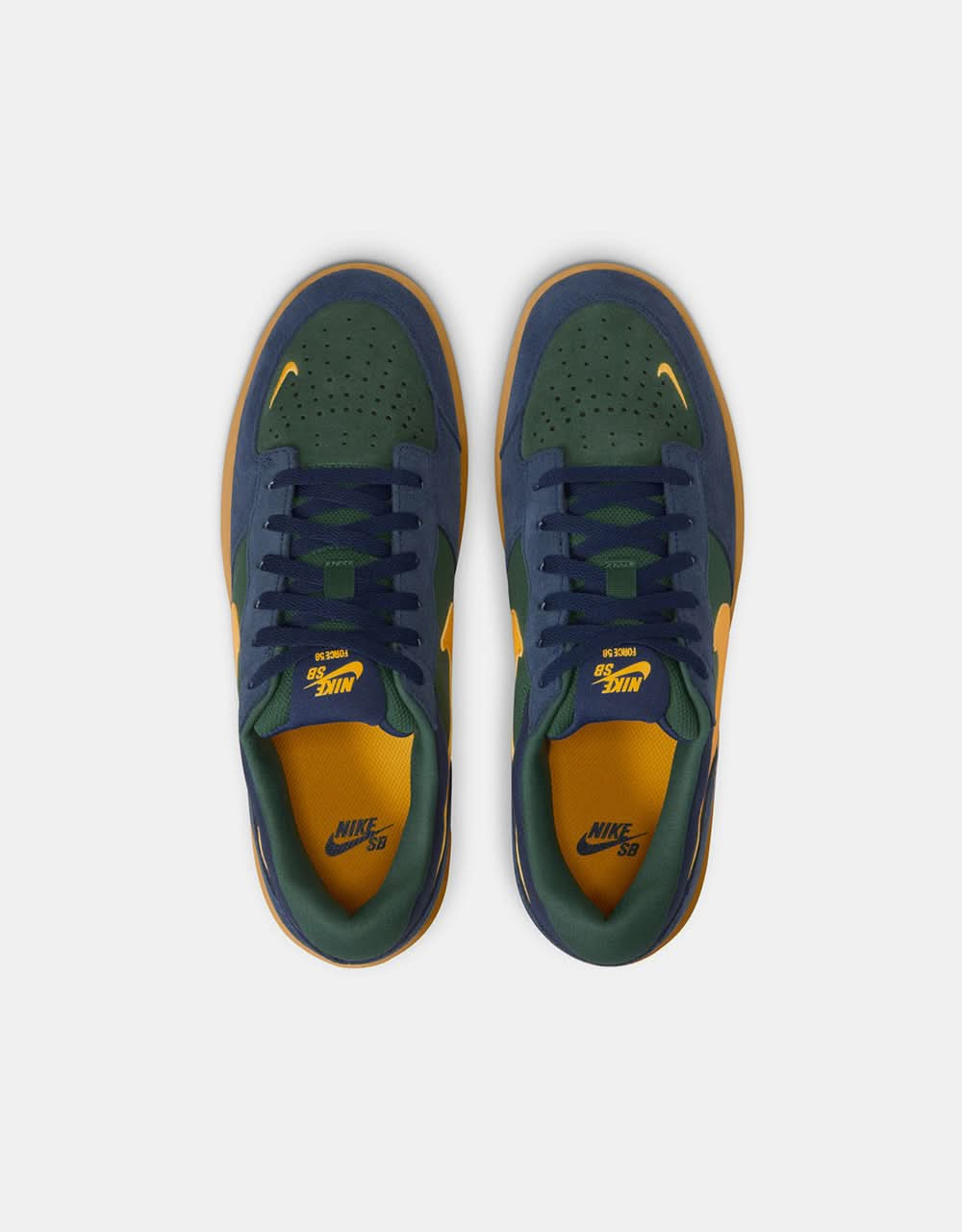 Nike SB Force 58 Skate Shoes - Midnight Navy/Univ Gold-Fir-Gum Lt Brown