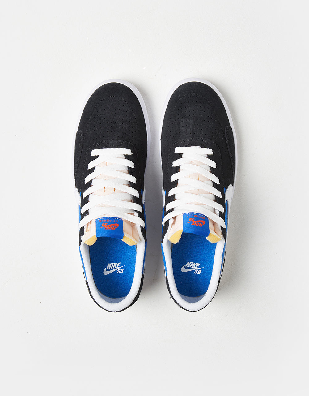 Nike SB Heritage Vulc Skate Shoes - Black/White-Signal Blue-Safety Orange-Black