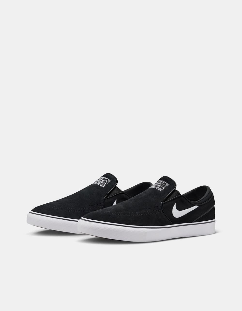 Nike SB Janoski+ Slip Skate Shoes - Black/White-Black-Black-White