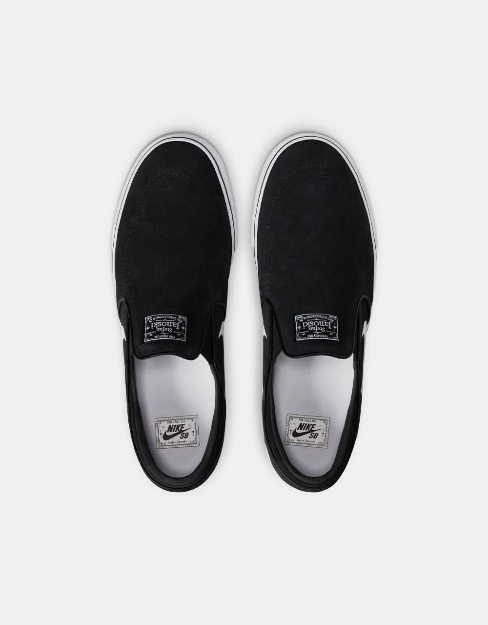 Nike SB Janoski+ Slip Skate Shoes - Black/White-Black-Black-White