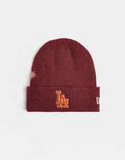 New Era Los Angeles Dodgers World Series Patch Beanie - Burgundy