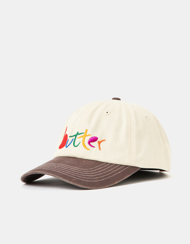 Butter Goods Art 6 Panel Strapback Cap - Natural/Dusk