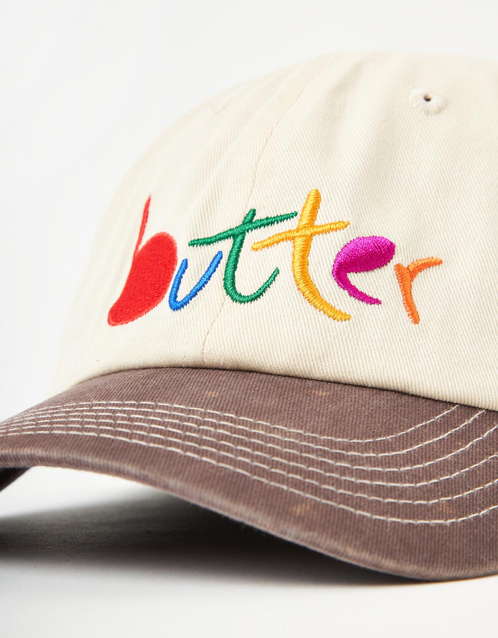 Butter Goods Art 6 Panel Strapback Cap - Natural/Dusk