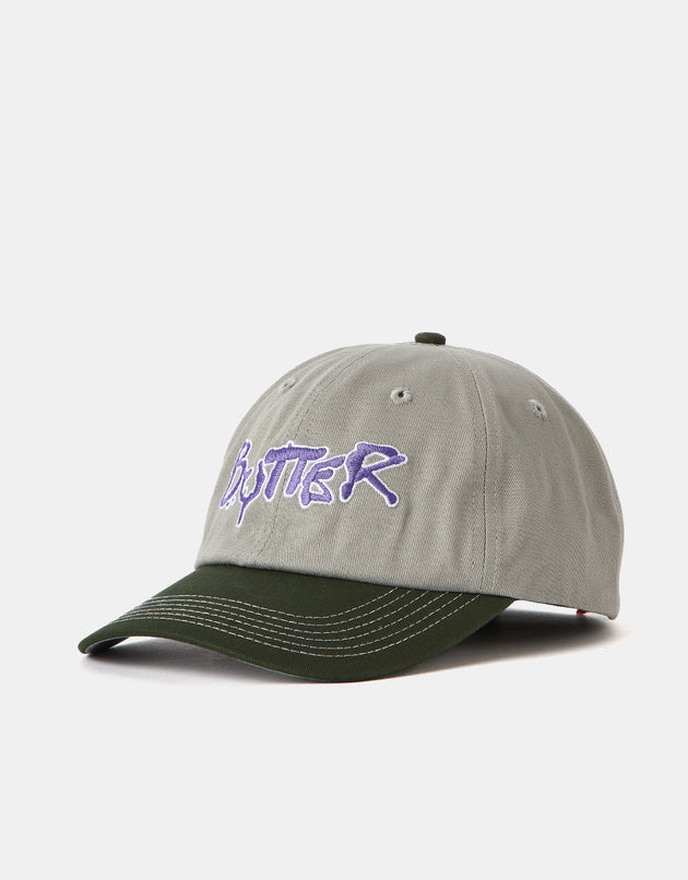 Butter Goods Radio 6 Panel Strapback Cap - Cool Grey/Seaweed