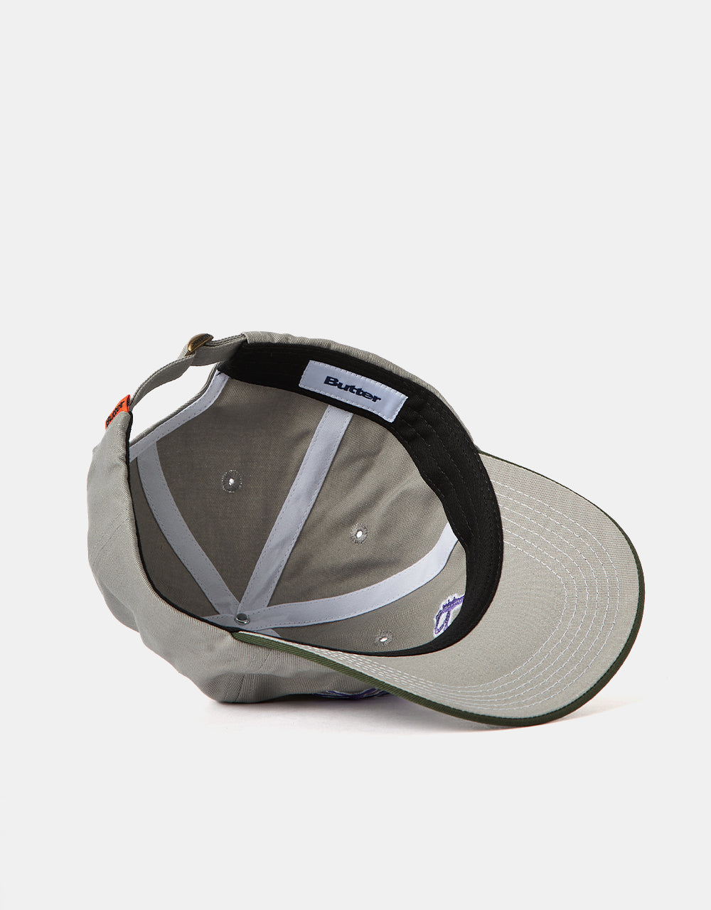 Butter Goods Radio 6 Panel Strapback Cap - Cool Grey/Seaweed