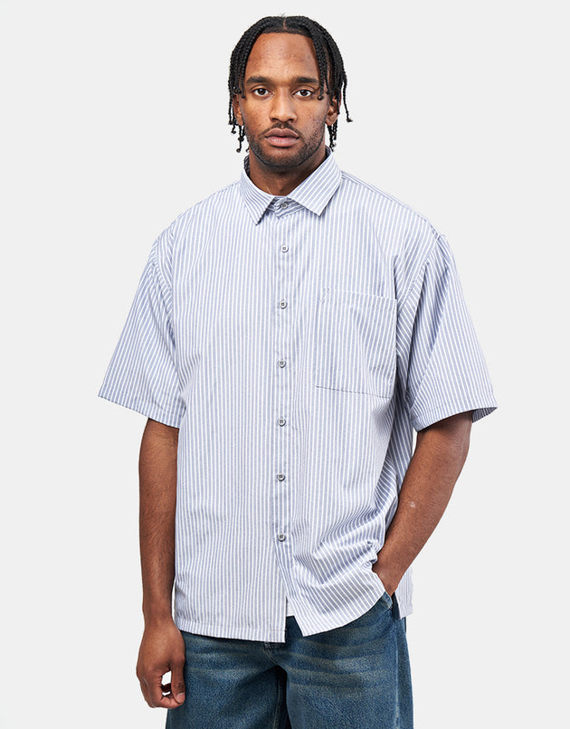 Route One Harrison S/S Pinstripe Shirt - Blue/White