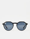 Route One Square Topped Sunglasses - Black (Blue Lens)