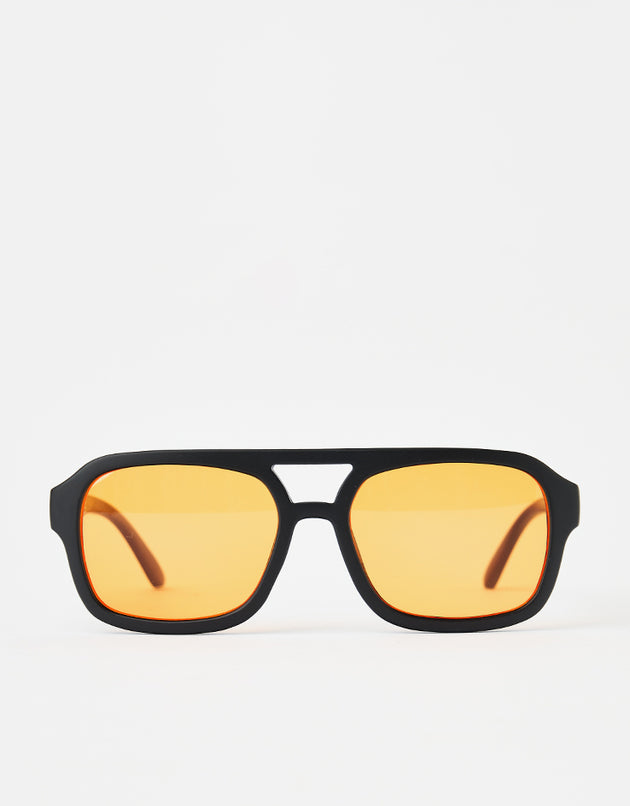 Route One Flat Top Sunglasses - Black (Orange Lens)