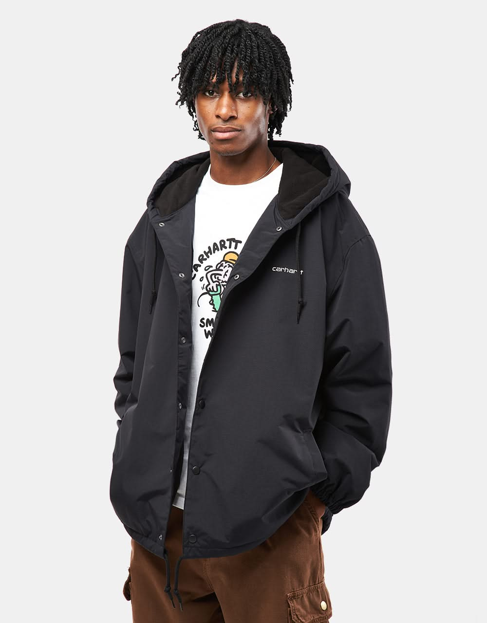 Carhartt WIP Hooded Coach Jacket - Black/White