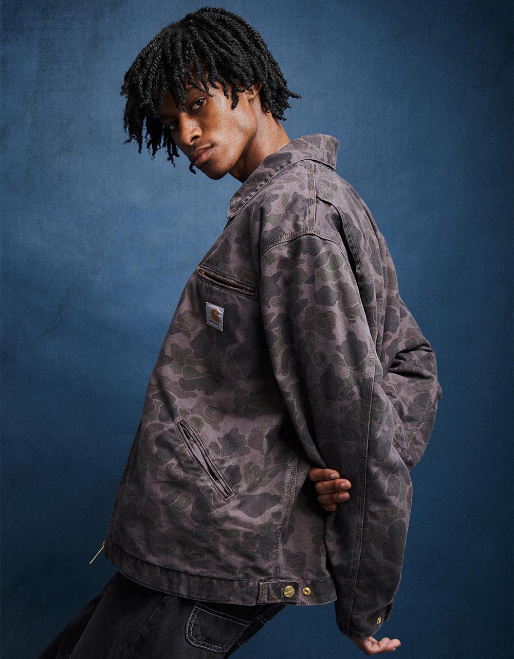 Carhartt WIP Duck Detroit Jacket - Camo Duck/Green/Graphite (Garment Dyed)