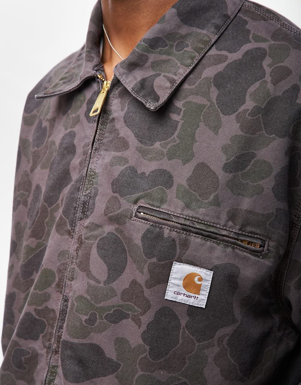 Carhartt WIP Duck Detroit Jacket - Camo Duck/Green/Graphite (Garment Dyed)