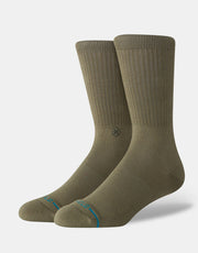 Stance Icon Classic Crew Socks - Olive Green