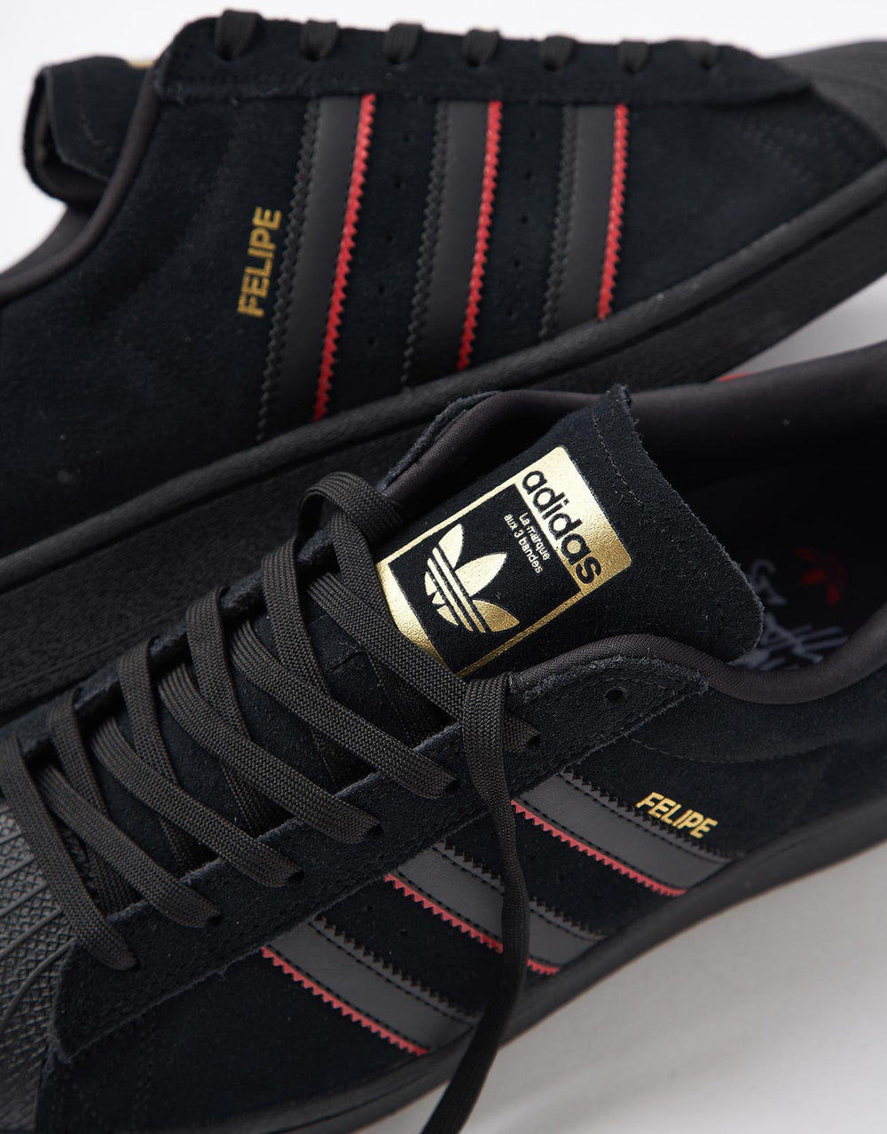 adidas x Felipe Superstar ADV Skate Shoes - Core Black/Better Scarlet/Gold Metallic