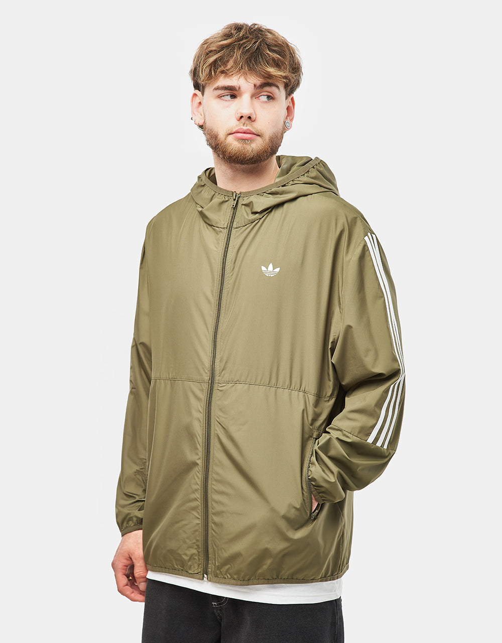 adidas Windbreaker - Olive/White