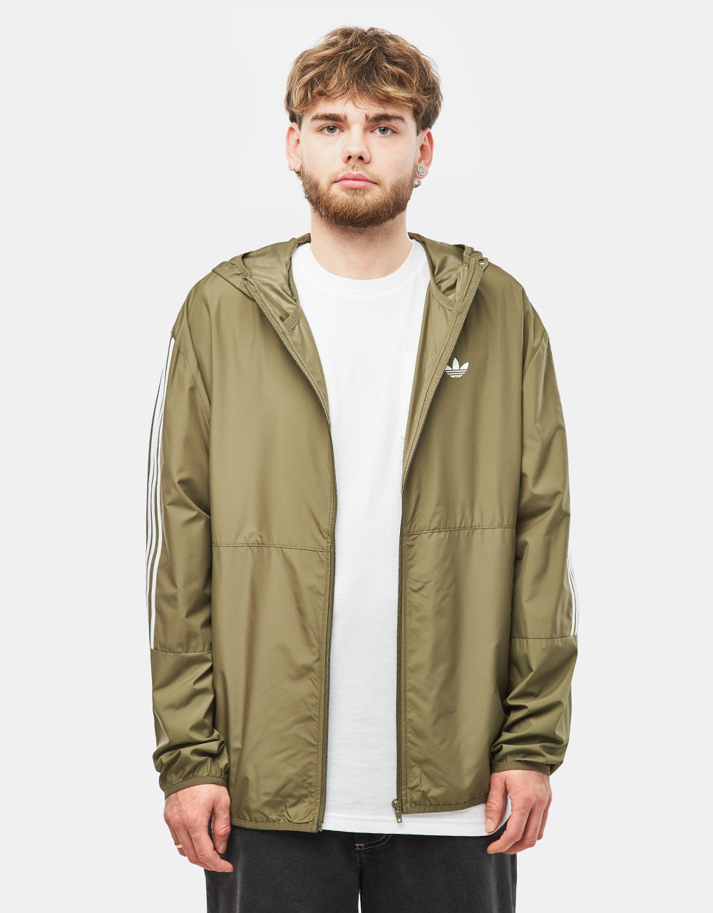 adidas Windbreaker - Olive/White