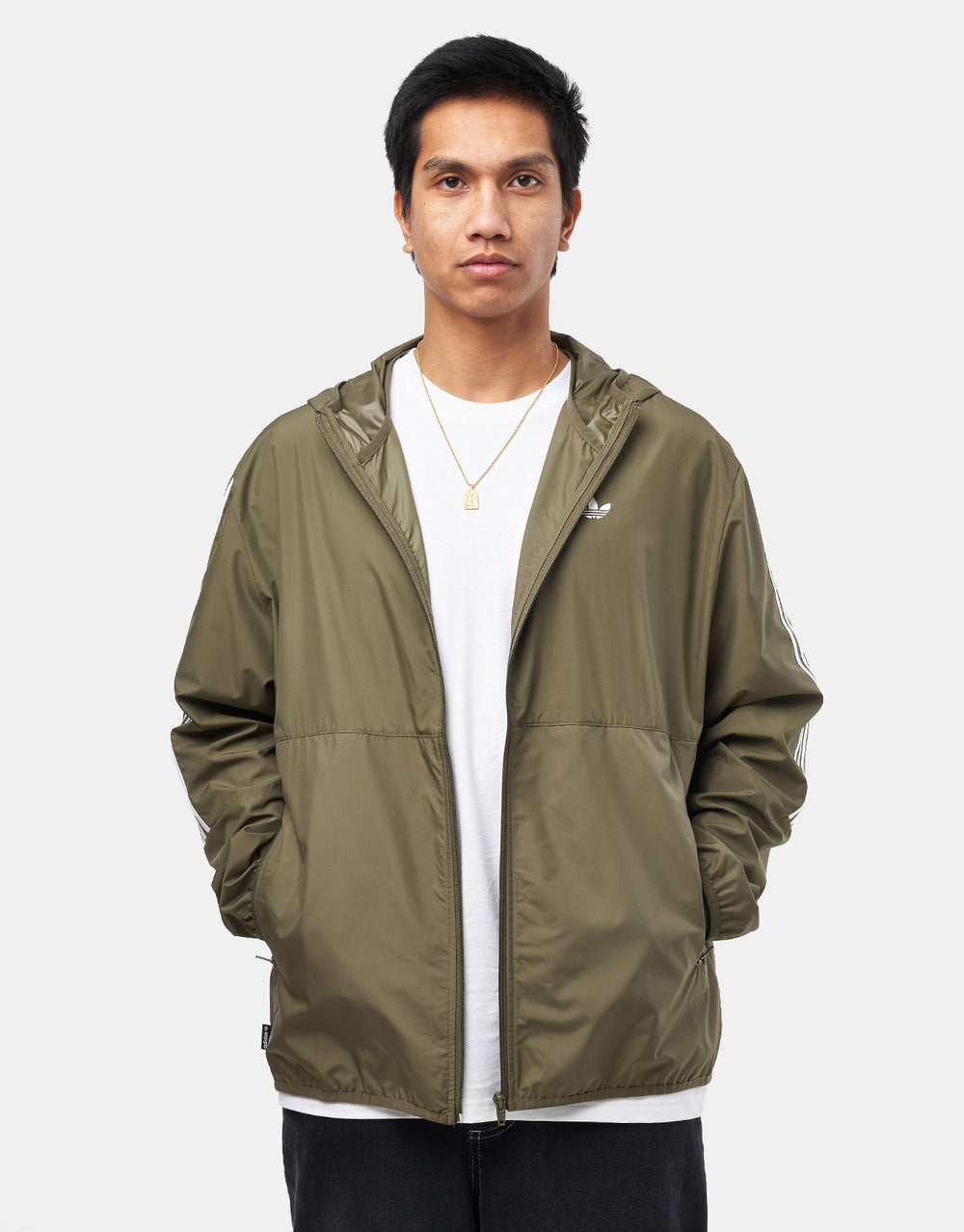 adidas Windbreaker - Olive/White