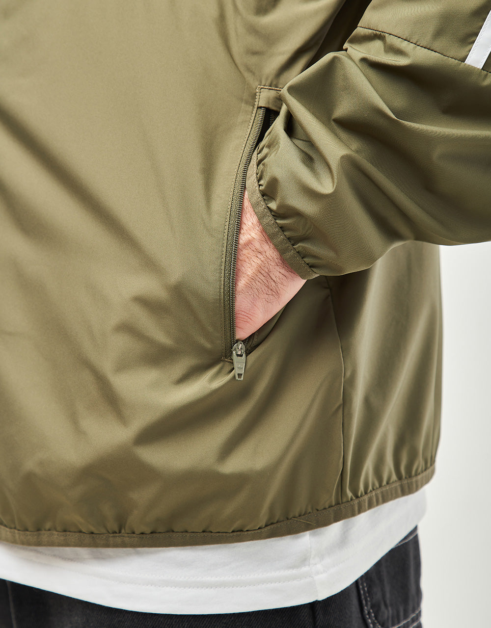 adidas Windbreaker - Olive/White