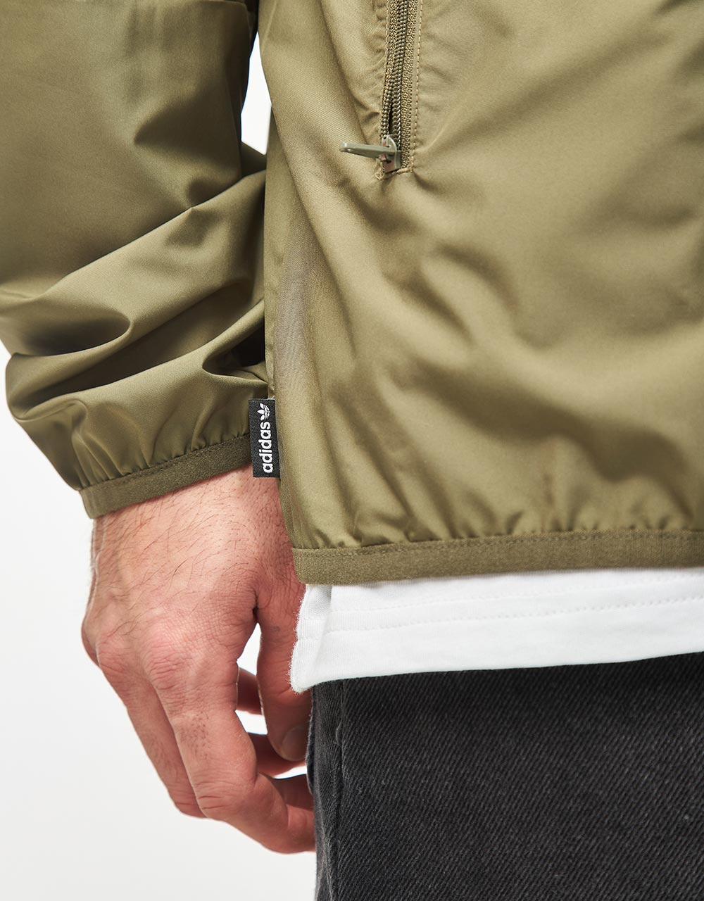 adidas Windbreaker - Olive/White