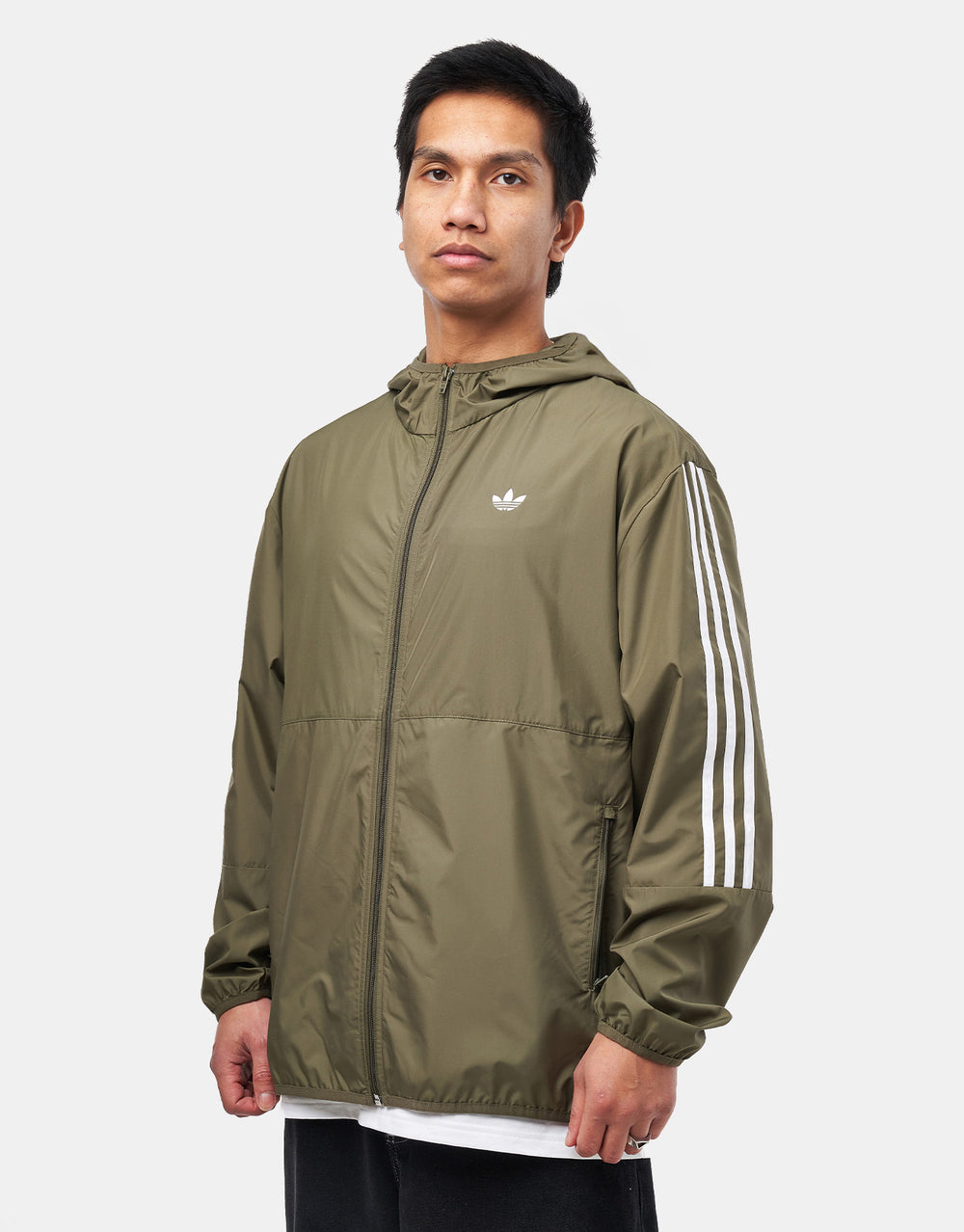 adidas Windbreaker - Olive/White