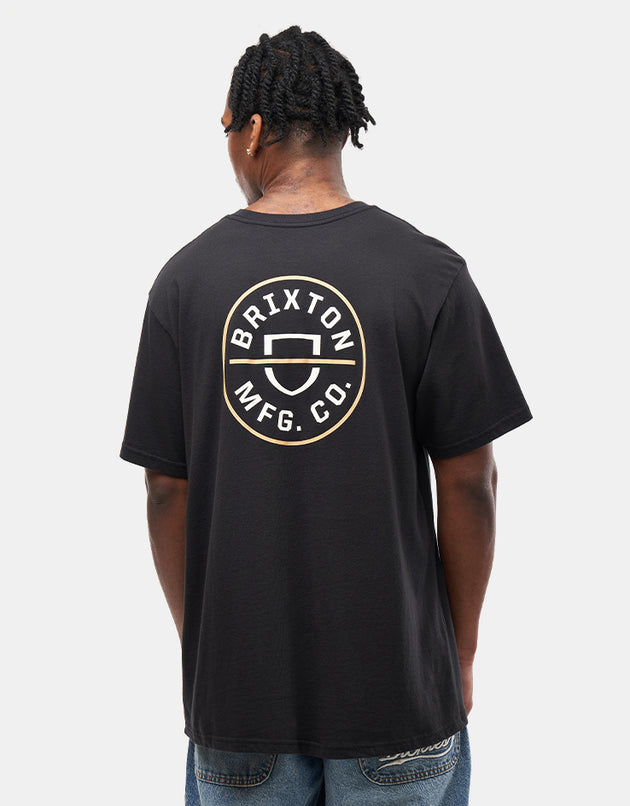 Brixton Crest II T-Shirt - Black/Off White/Copper