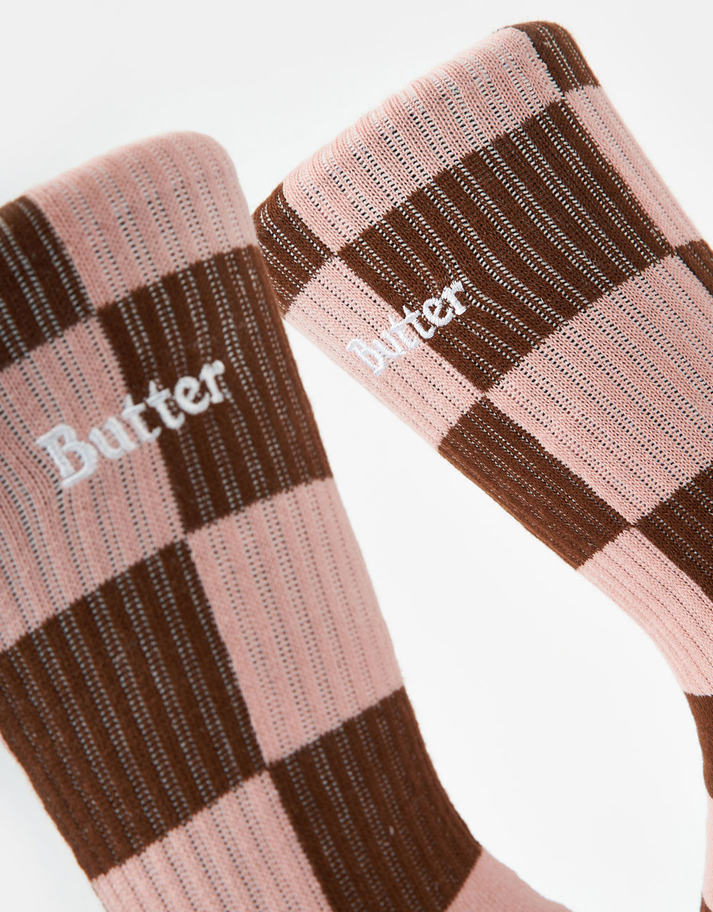 Butter Goods Checkered Socks - Brown/Pink